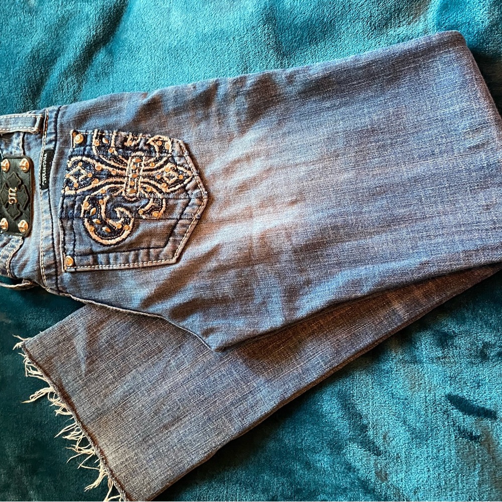 Miss Me Blue Bootcut Jeans with Embroidered Pocket